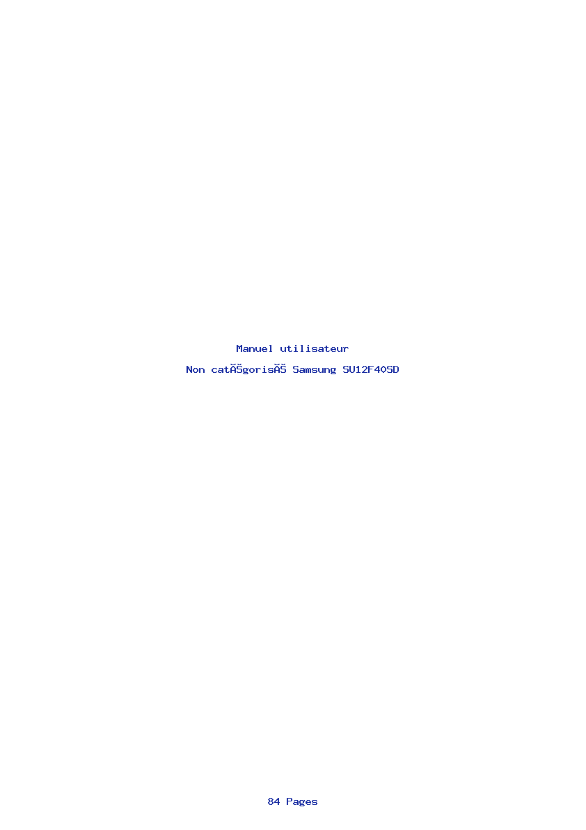 Page 1 de la notice Manuel utilisateur Samsung SU12F40SD