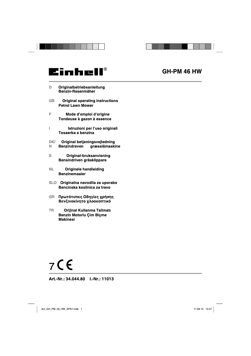 Page 1 de la notice Manuel utilisateur Einhell GH-PM 46 HW