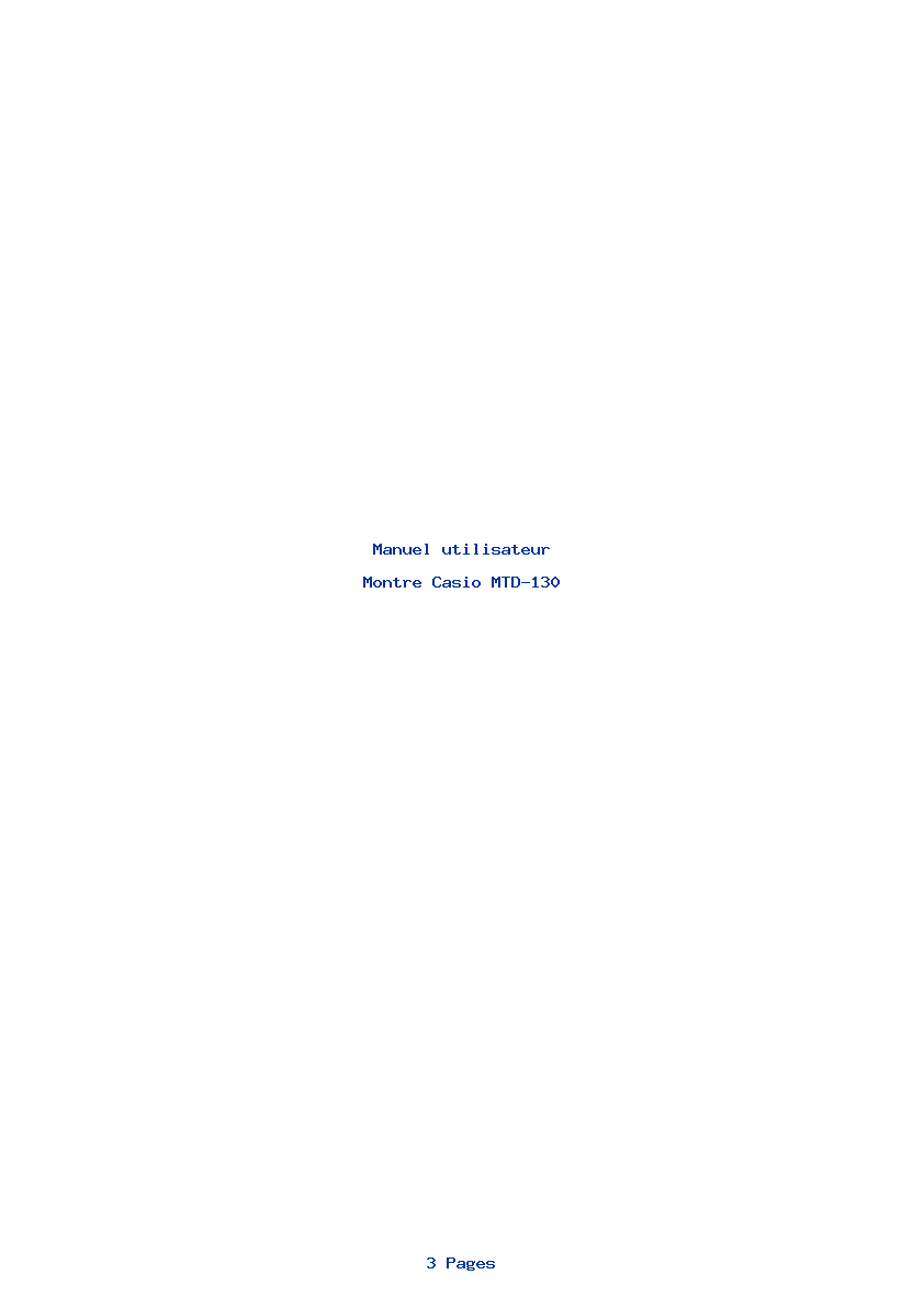 Page 1 de la notice Manuel utilisateur Casio MTD-130