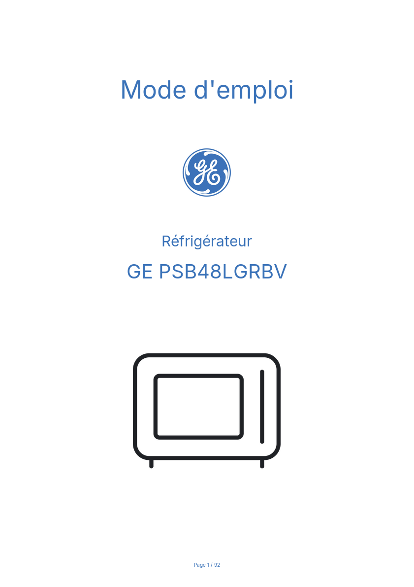 Image de la première page du manuel de l'appareil PSB48LGRBV