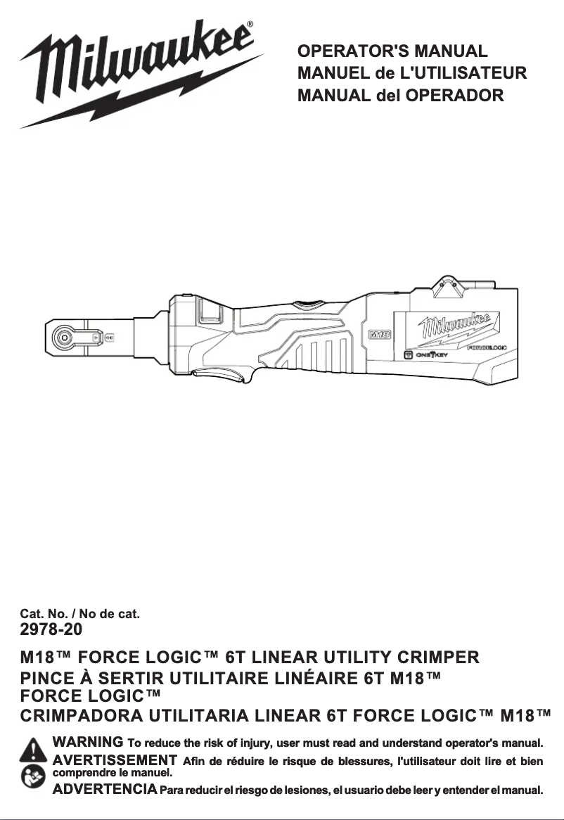 Page 1 of the manual User Manual Milwaukee M18 Force Logic 2978-22BG