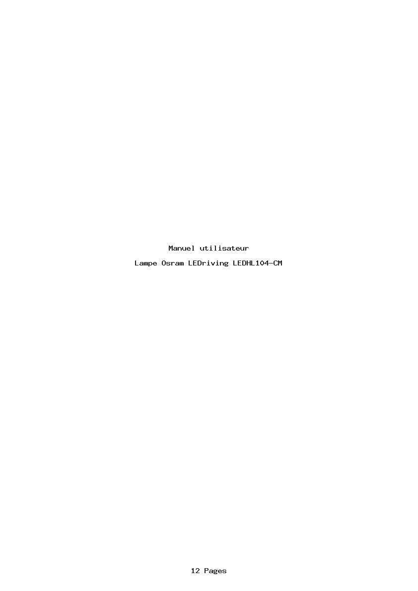 Page 1 de la notice Manuel utilisateur Osram LEDriving LEDHL104-CM