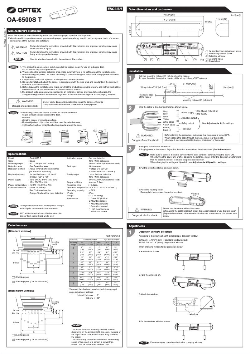 Página 1 del manual Manual de usuario Optex OA-6500