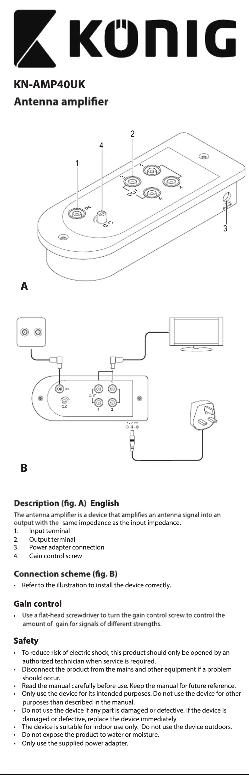 Page 1 of the manual User Manual Konig KN-AMP40