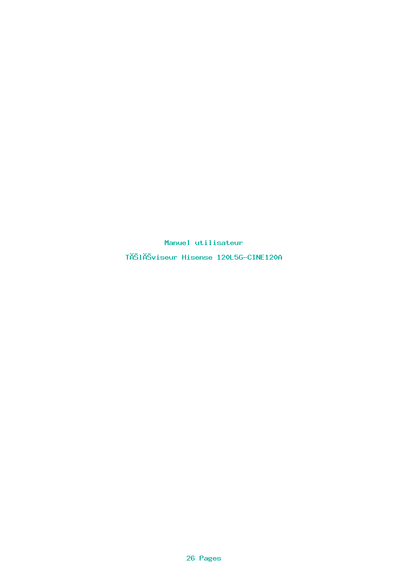 Page 1 de la notice Manuel utilisateur Hisense 120L5G-CINE120A