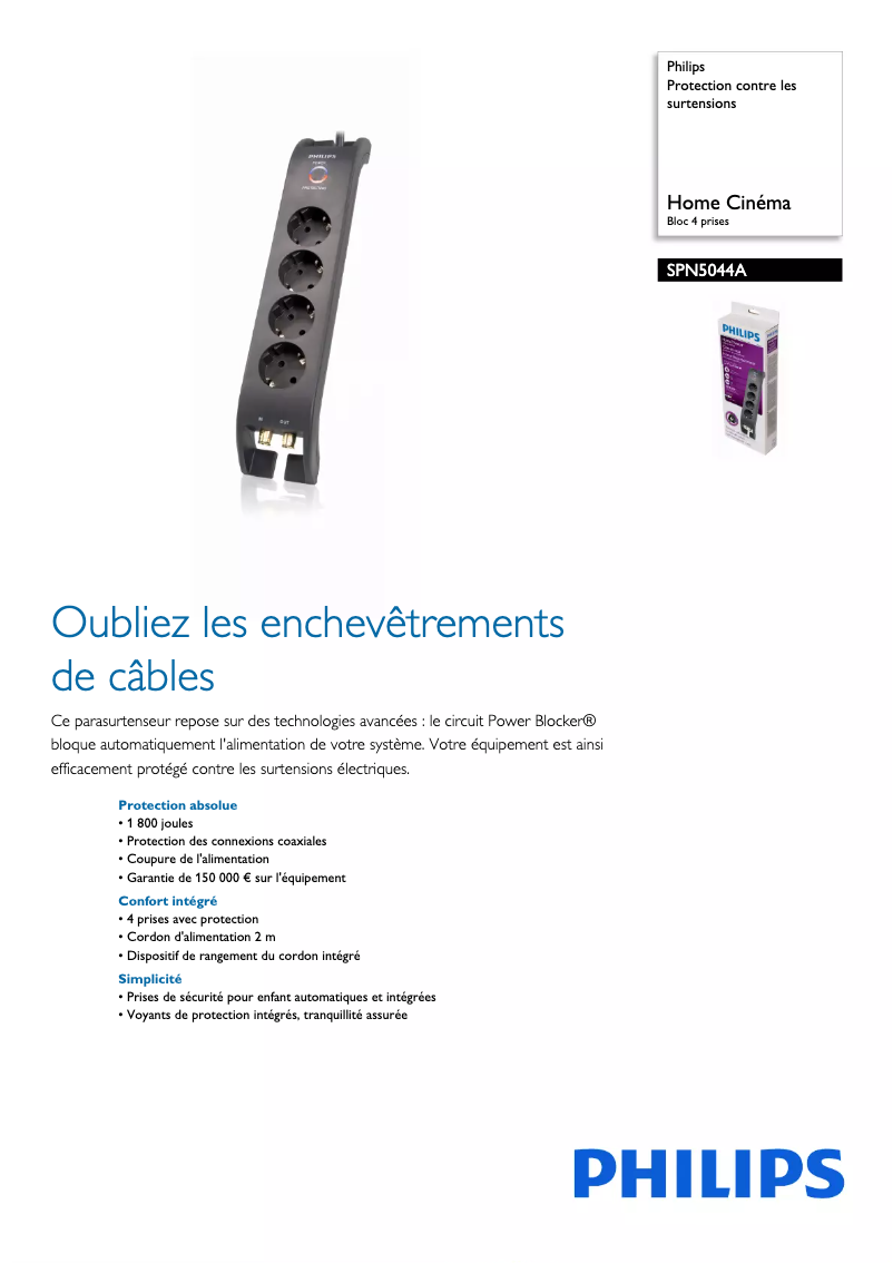 Página 1 del manual Ficha técnica Philips SPN5044A