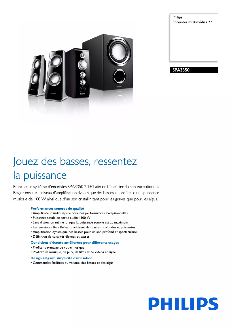 Página 1 del manual Ficha técnica Philips SPA3350