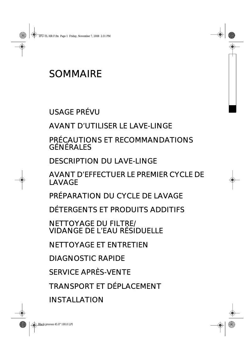 Page 1 de la notice Manuel utilisateur Laden EV 1299