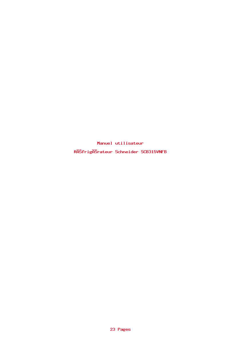 Page 1 de la notice Manuel utilisateur Schneider SCB315VNFB
