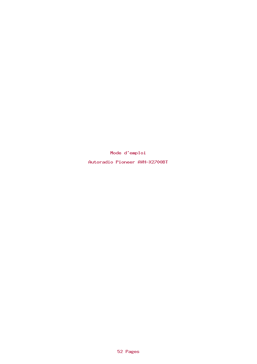 Page 1 de la notice Mode d'emploi Pioneer AVH-X2700BT
