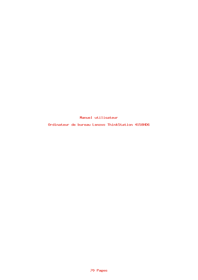 Page 1 de la notice Manuel utilisateur Lenovo ThinkStation 4158HD6
