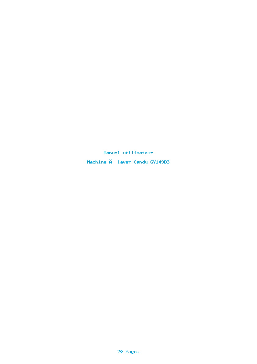 Page 1 de la notice Manuel utilisateur Candy GV149D3