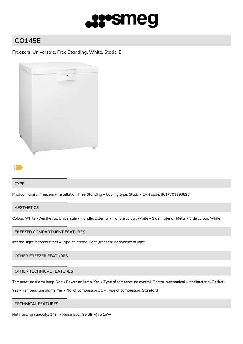 Página 1 del manual Folleto Smeg CO145E