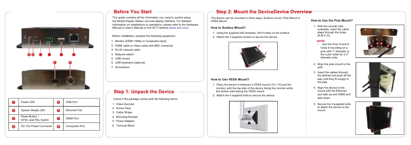 Page 1 de la notice Guide d'installation ACTi ECD-1000