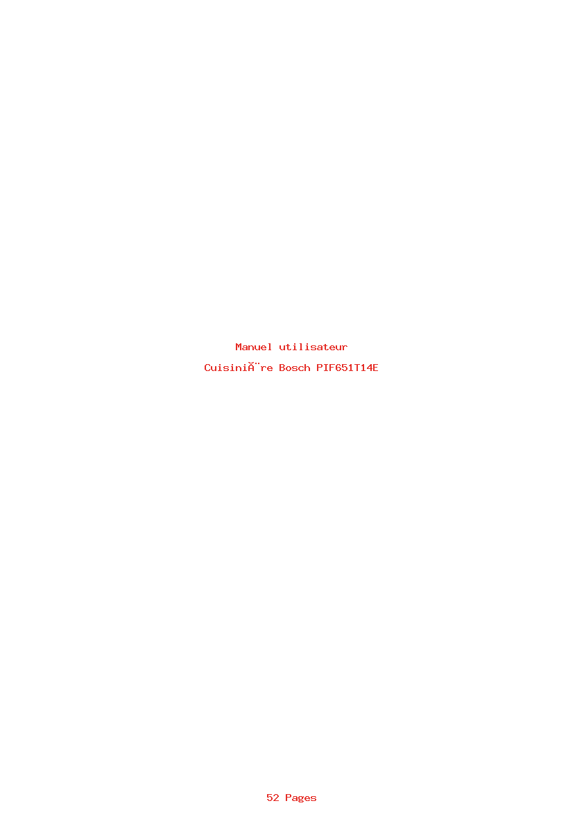 Page 1 de la notice Manuel utilisateur Bosch PIF651T14E