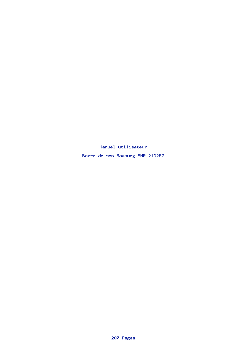 Page 1 de la notice Manuel utilisateur Samsung SHR-2162P7