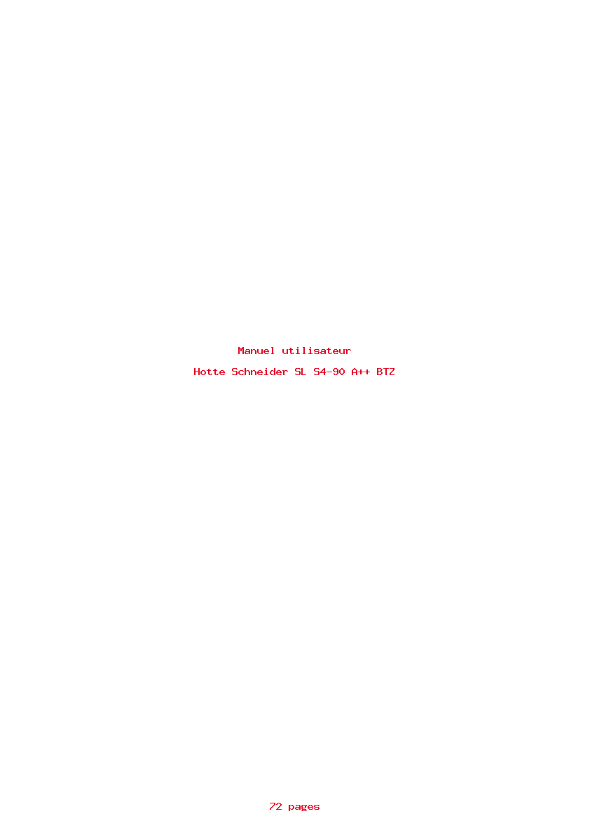 Page 1 de la notice Manuel utilisateur Schneider SL S4-90 A++ BTZ