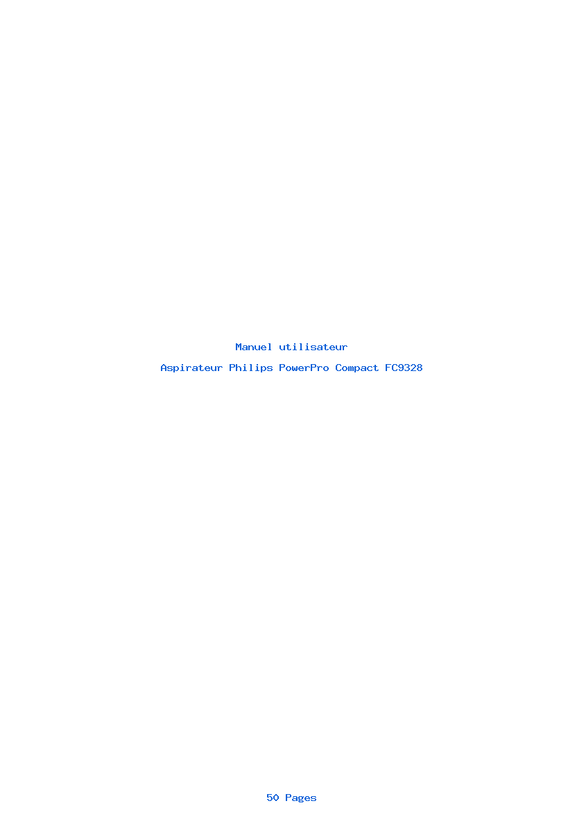 Page 1 de la notice Manuel utilisateur Philips PowerPro Compact FC9328
