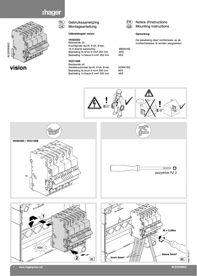 Página 1 del manual Manual de usuario Hager Vision VKS04SD
