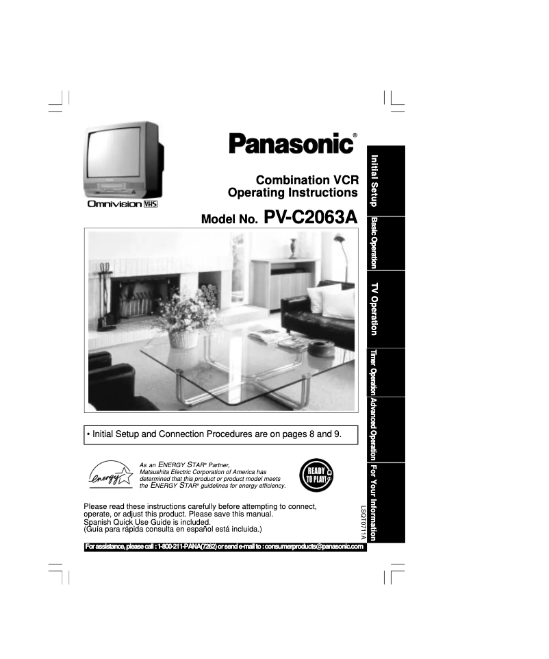 Page 1 de la notice Manuel utilisateur Panasonic PV-C2063A