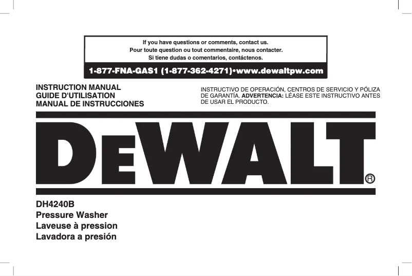Page 1 de la notice Manuel utilisateur DeWalt DH4240B