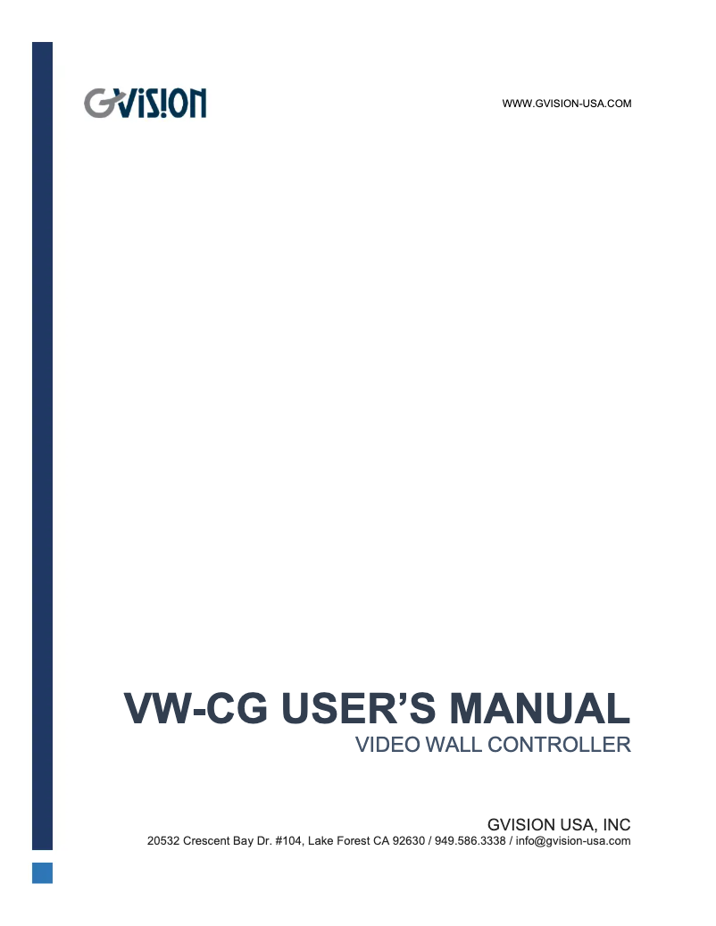 Page 1 de la notice Manuel utilisateur GVision VW-CG-16HU16AE0