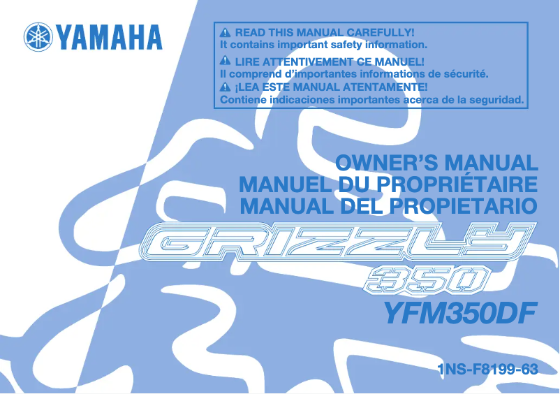 Page 1 de la notice Manuel utilisateur Yamaha Grizzly 350 (2015)