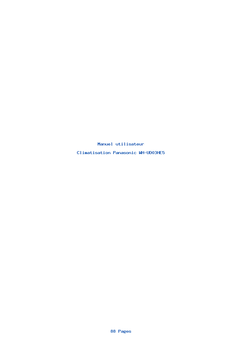 Page 1 de la notice Manuel utilisateur Panasonic WH-UD03HE5