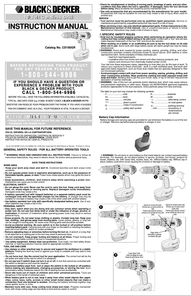 Página 1 del manual Manual de usuario Black & Decker CD180