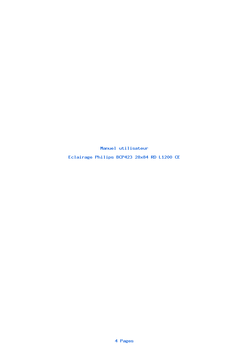 Page 1 de la notice Manuel utilisateur Philips BCP423 28x84 RD L1200 CE