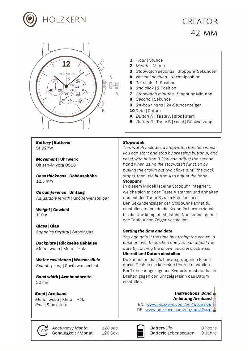 Page 1 de la notice Manuel utilisateur Holzkern Ralph