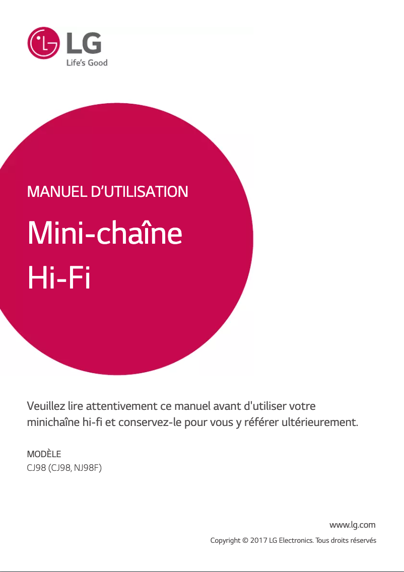 Page 1 de la notice Manuel utilisateur LG CJ98