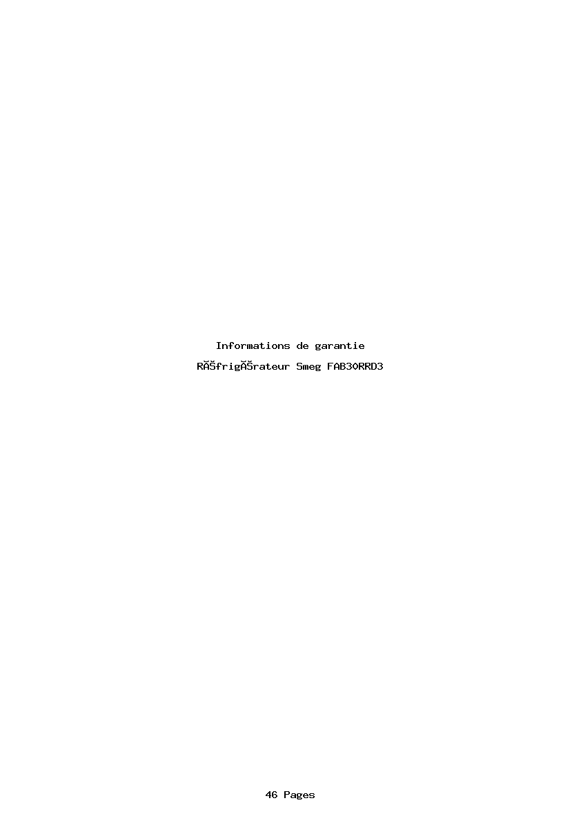 Page 1 de la notice Informations de garantie Smeg FAB30RRD3