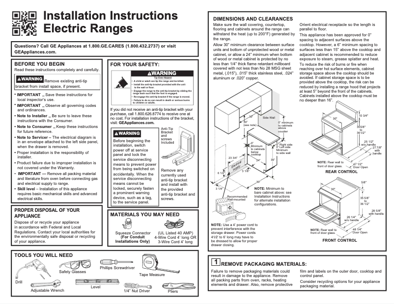 Página 1 del manual Guía de instalación GE GRS600AVES