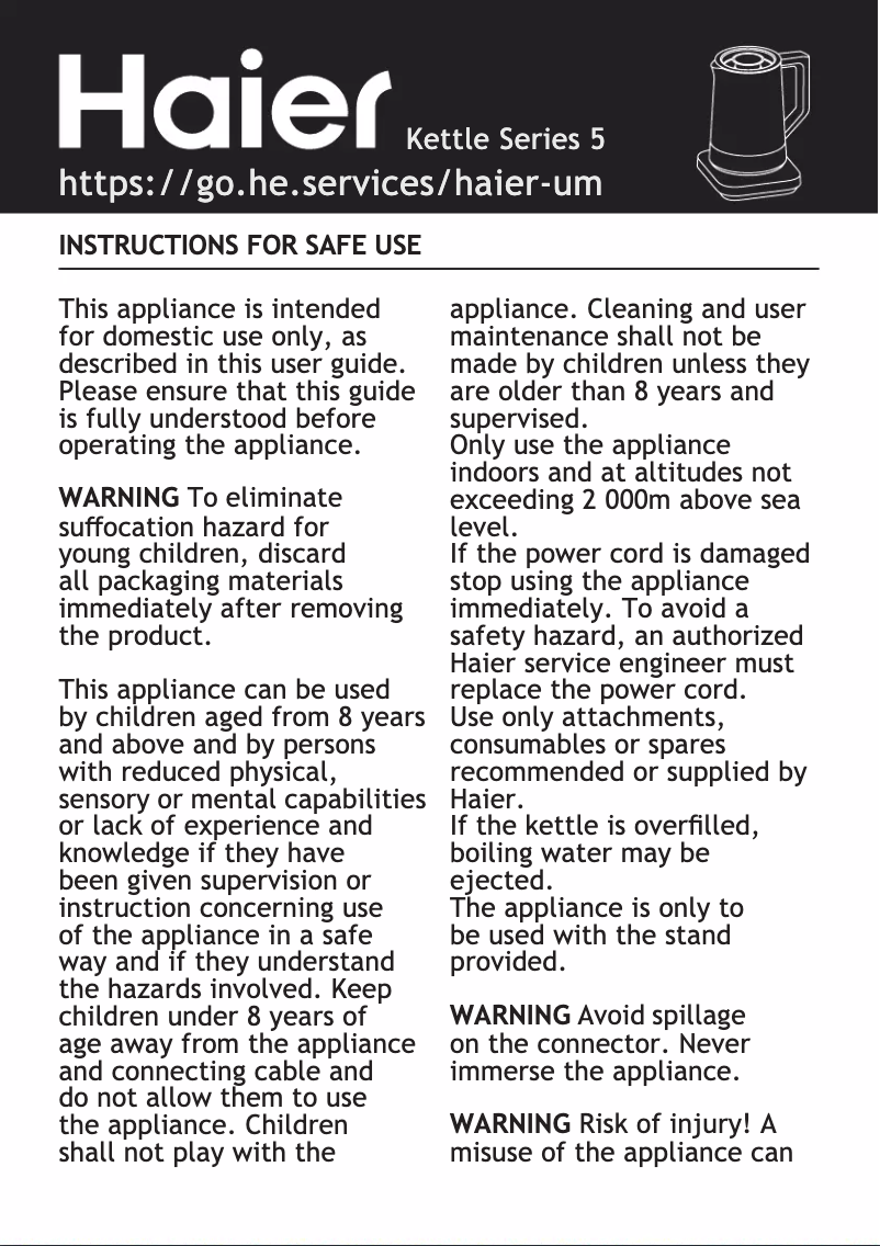 Page 1 de la notice Mode d'emploi Haier HKE5A 001