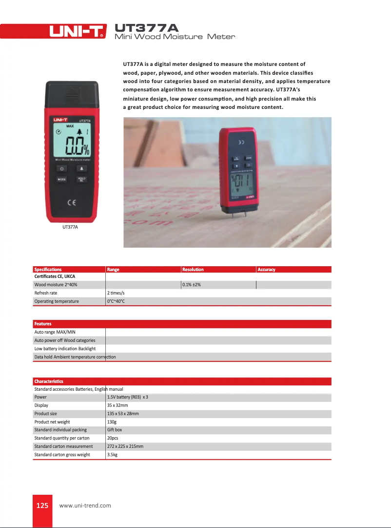 Page 1 de la notice Manuel utilisateur Uni-T UT377A