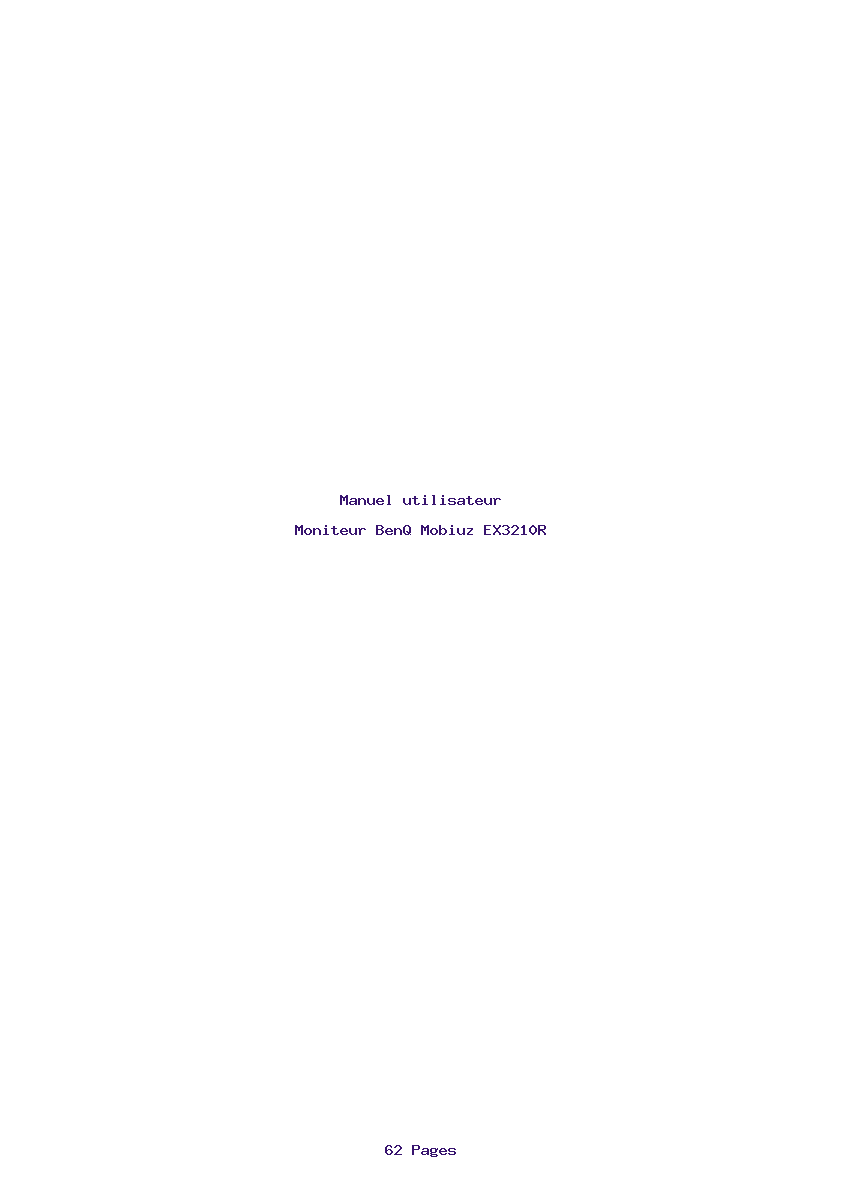 Page 1 de la notice Manuel utilisateur BenQ Mobiuz EX3210R