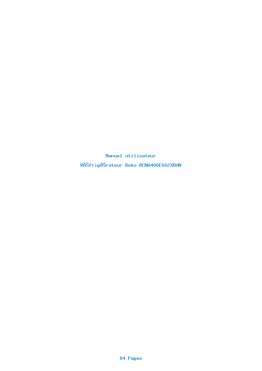 Page 1 de la notice Manuel utilisateur Beko RCNA406E60ZXBHN