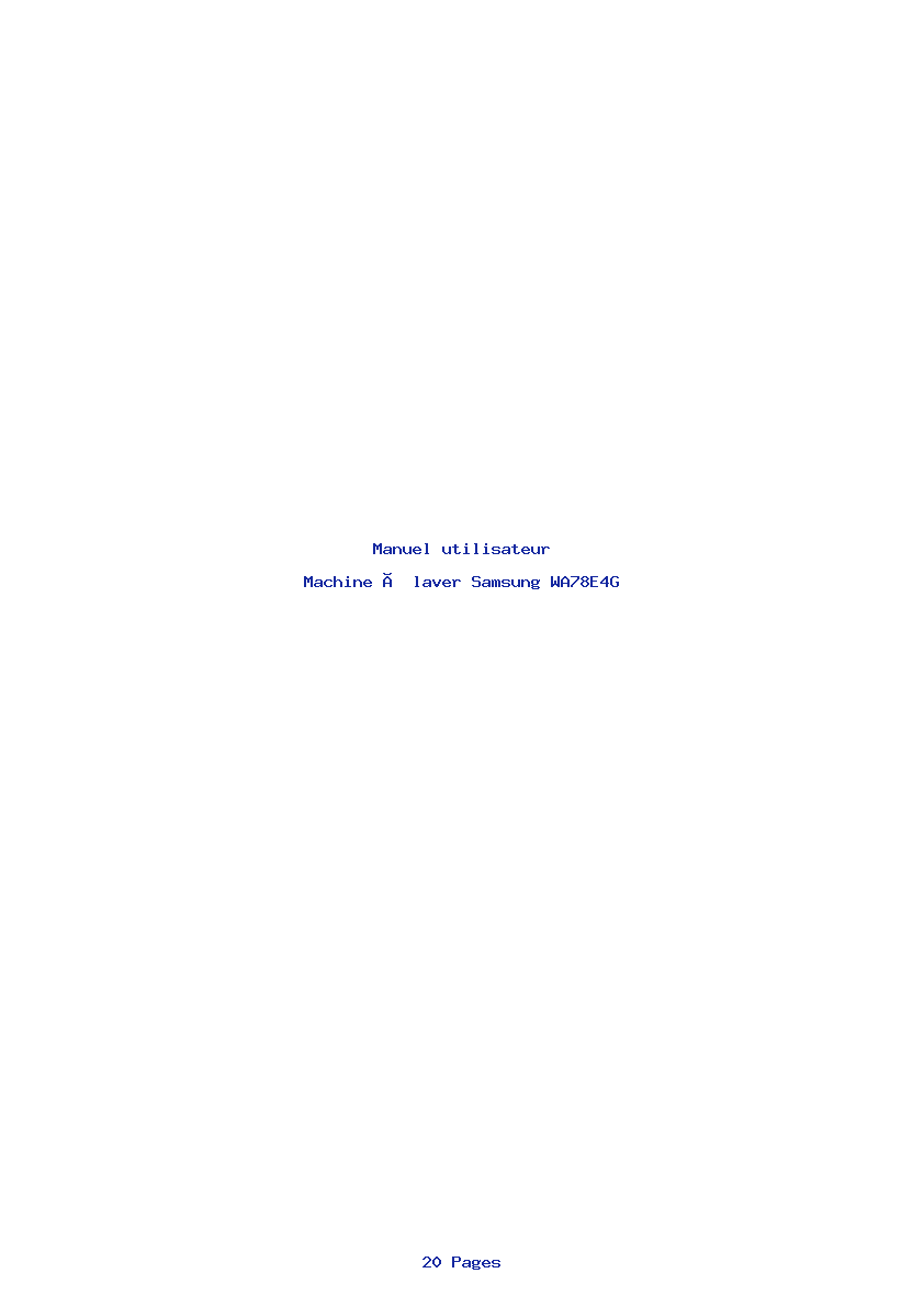 Page 1 de la notice Manuel utilisateur Samsung WA78E4G