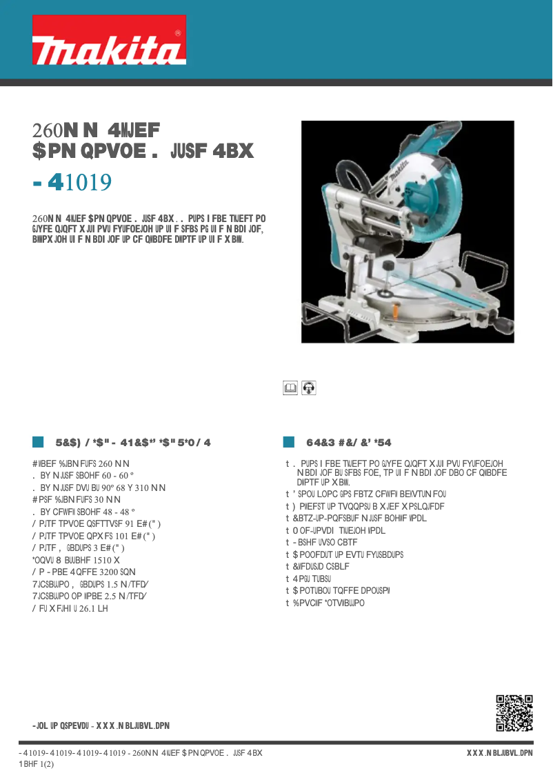 Page 1 de la notice Fiche technique Makita LS1019