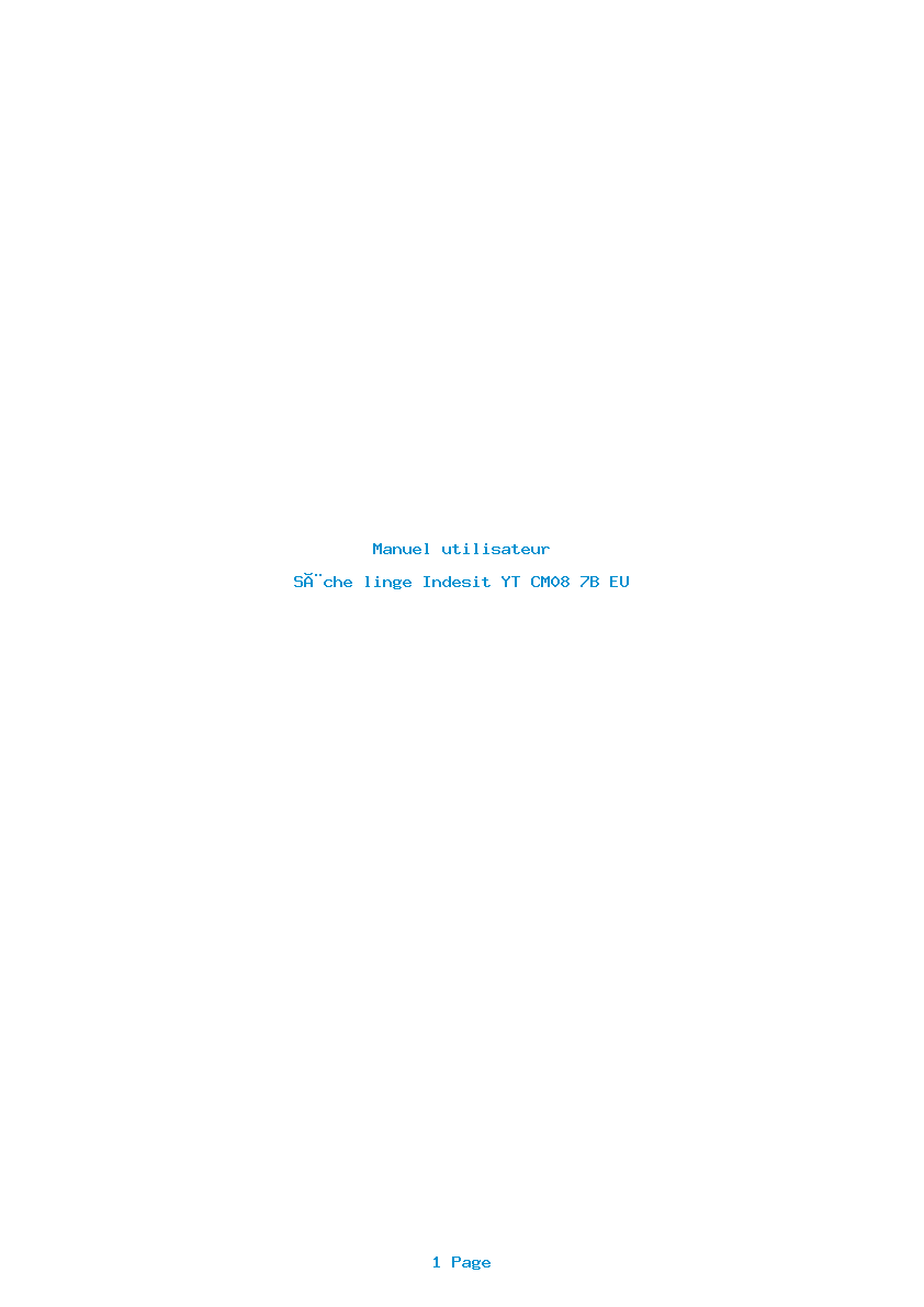 Page 1 de la notice Manuel utilisateur Indesit YT CM08 7B EU