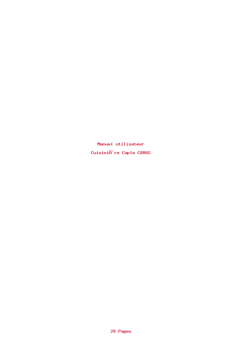 Page 1 de la notice Manuel utilisateur Caple C886G
