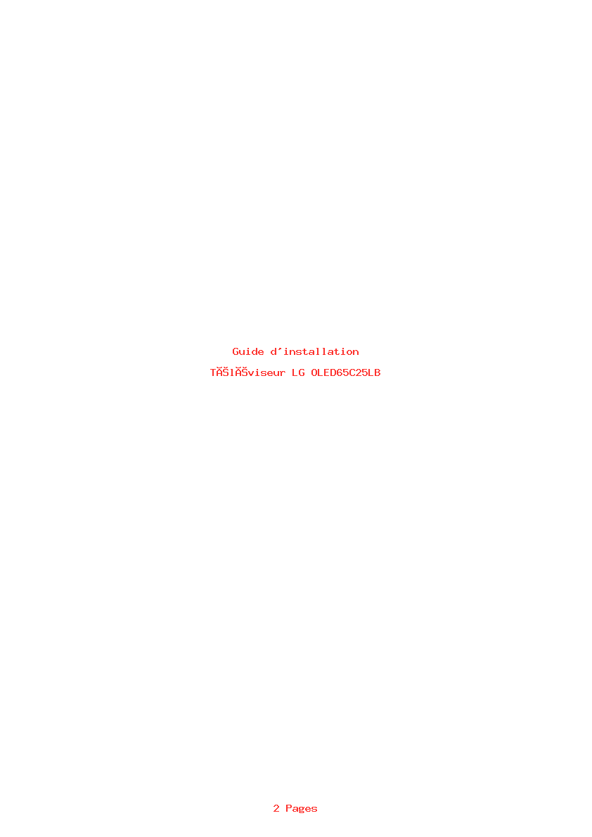 Page 1 de la notice Guide d'installation LG OLED65C25LB