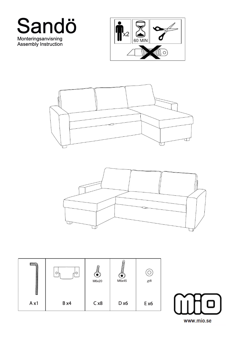 Page 1 de la notice Manuel utilisateur Mio Sandö