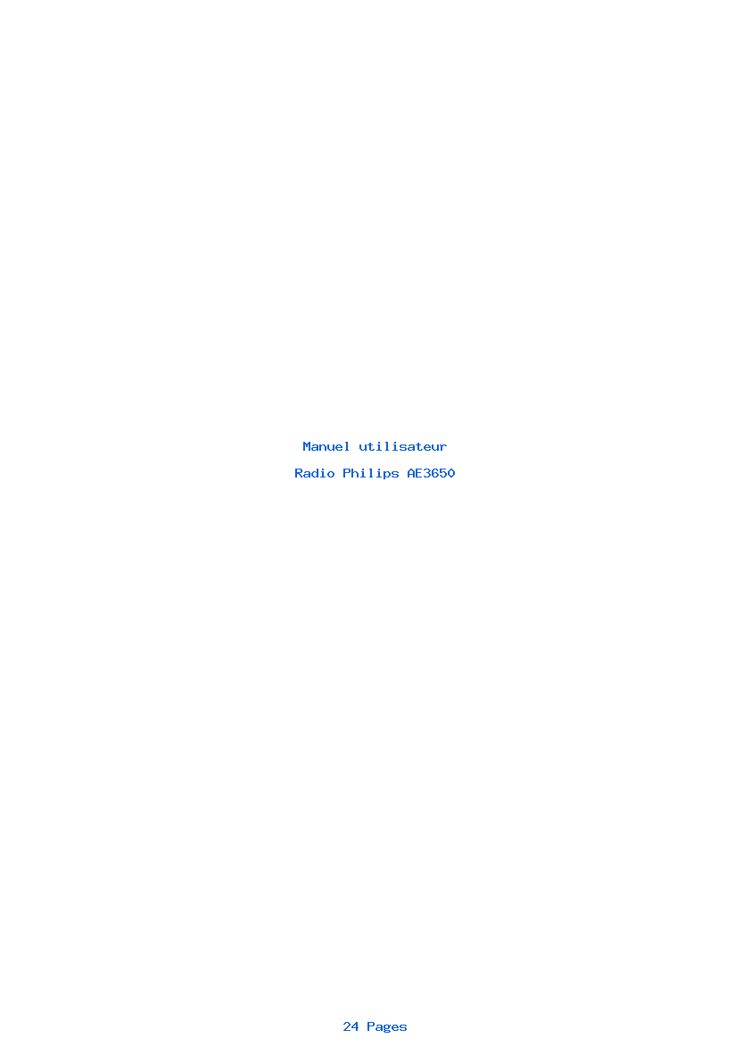 Page 1 de la notice Manuel utilisateur Philips AE3650
