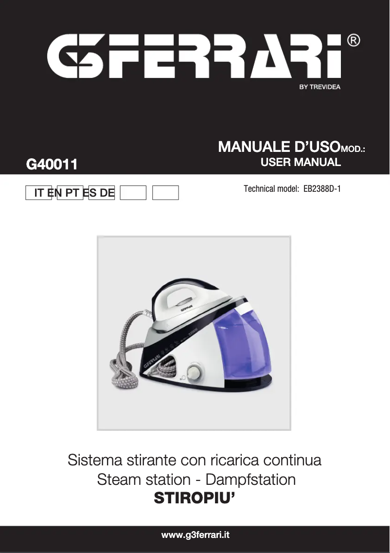 Página 1 del manual Manual de usuario G3 Ferrari Stiropiù G40011