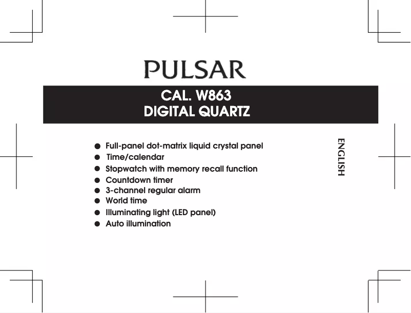Page 1 de la notice Manuel utilisateur Pulsar W863