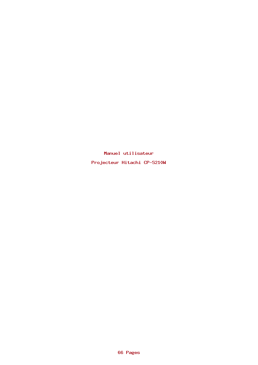 Page 1 de la notice Manuel utilisateur Hitachi CP-S210W