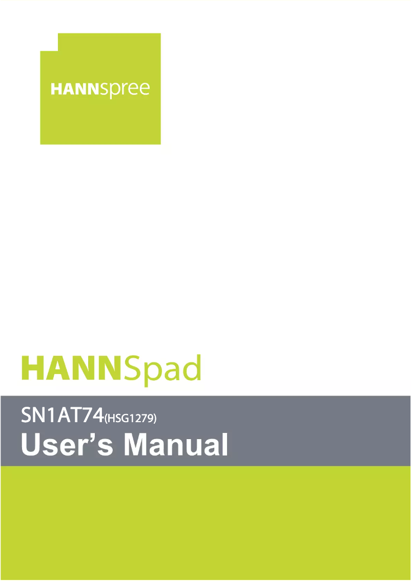 Page 1 de la notice Manuel utilisateur Hannspree HANNSpad 10.1" HD - T74B