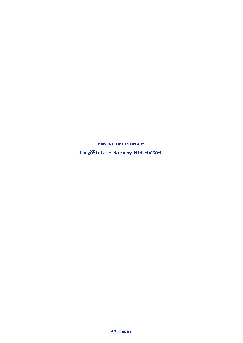 Page 1 de la notice Manuel utilisateur Samsung RT42FDAGASL
